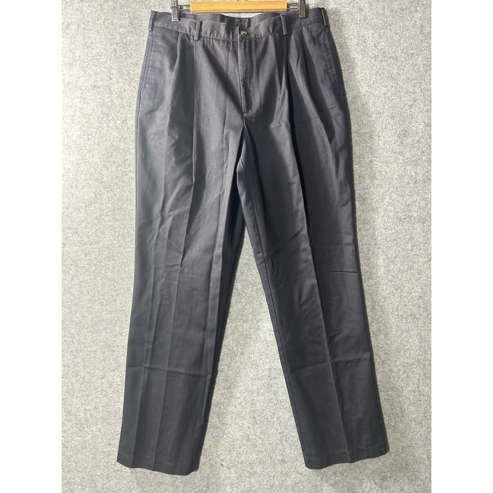 VTG Tommy Hilfiger Men's 36x34 Navy Blue Pleated Chino Pants 100% Cotton Classic